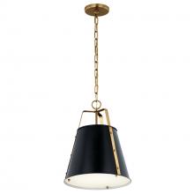 Kichler 52710BK - Etcher 13 Inch 1 LT Pendant with Etched Painted White Glass Diffuser in Black and Champagne Bronze