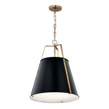 Kichler 52711BK - Etcher 18 Inch 2 LT Pendant with Etched Painted White Glass Diffuser in Black and Champagne Bronze
