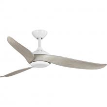 Progress P250105-028-30 - Conte Collection 52-in Three-Blade Matte White Contemporary Ceiling Fan with Washed Oak Blades