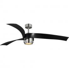 Progress P250107-009-30 - Insigna Collection 60-in Three-Blade Brushed Nickel Contemporary Ceiling Fan with Matte Black Blades