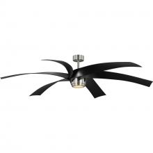 Progress P250108-009-30 - Insigna Collection 72-in Six-Blade Brushed Nickel Contemporary Ceiling Fan with Matte Black Blades