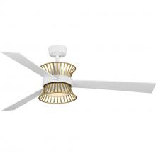 Progress P250110-028-30 - Bisbee Collection 55-in Three-Blade Matte White Global Ceiling Fan with Brushed Gold Accent