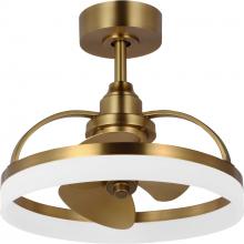 Progress P250115-109-30 - Shear Collection Oscillating Three-Blade Brushed Bronze Ceiling Fan with Gold Blades