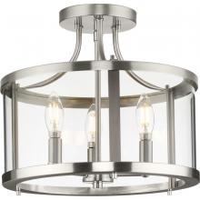 Progress P350231-009 - Gilliam Collection 13 in. Three-Light Brushed Nickel New Traditional Semi-Flush Mount