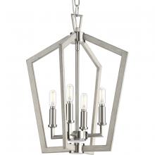 Progress P500377-009 - Galloway Collection Four-Light 18" Brushed Nickel Modern Farmhouse Foyer Light with Grey Washed
