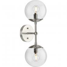 Progress P710114-009 - Atwell Collection Two-Light Brushed Nickel Mid-Century Modern Wall Sconce