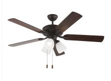 Generation Lighting 5LD52BZF - Linden 52 Inch Traditional Indoor Bronze LED Dimmable Dual Mount Hugger Ceiling Fan