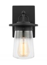 Generation Lighting 8508901-12 - Tybee traditional 1-light outdoor exterior small wall lantern in black finish with clear glass shade