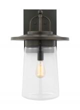 Generation Lighting 8808901-71 - Tybee traditional 1-light outdoor exterior extra-large wall lantern in antique bronze finish with cl