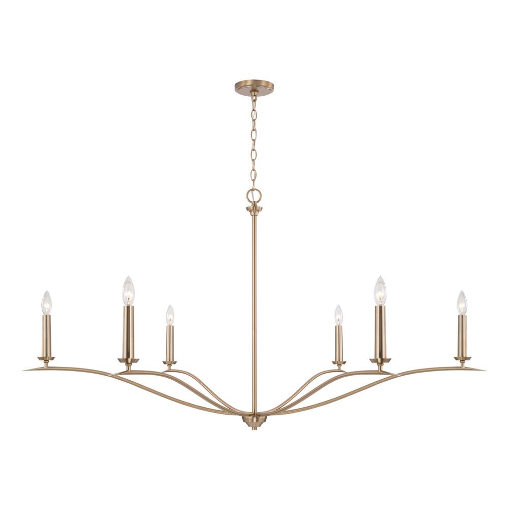 6 Light Chandelier : 9RMQ9 : Matte Brass | Hunzicker Lighting Gallery