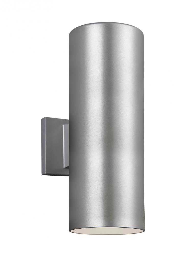 Outdoor Cylinders transitional 2-light outdoor exterior small wall lantern sconce in painted brushed