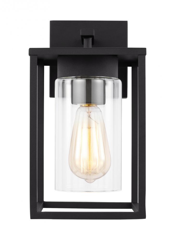 Vado modern 1-light outdoor small wall lantern in black finish with clear glass panels