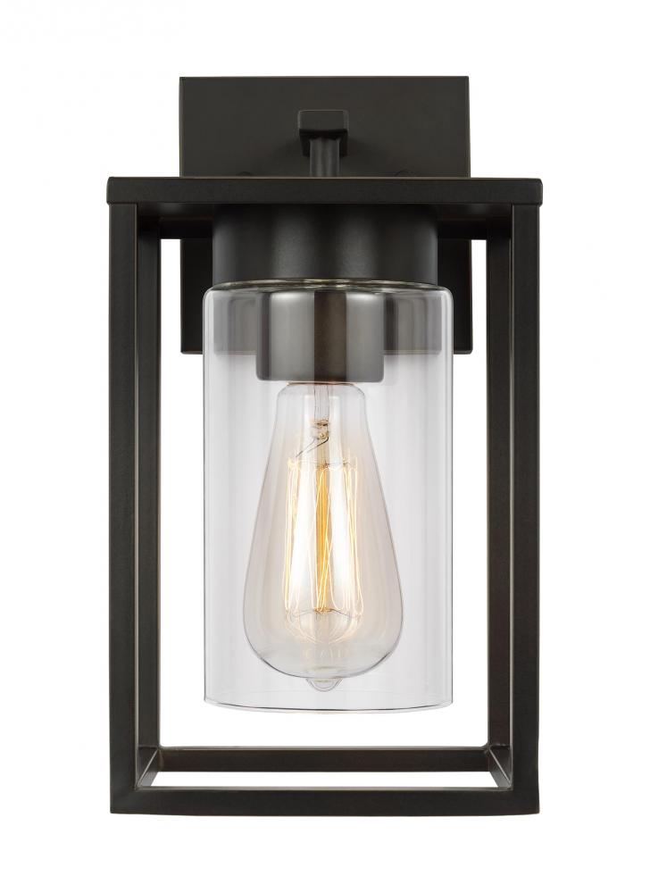 Vado modern 1-light outdoor small wall lantern in antique bronze finish with clear glass panels