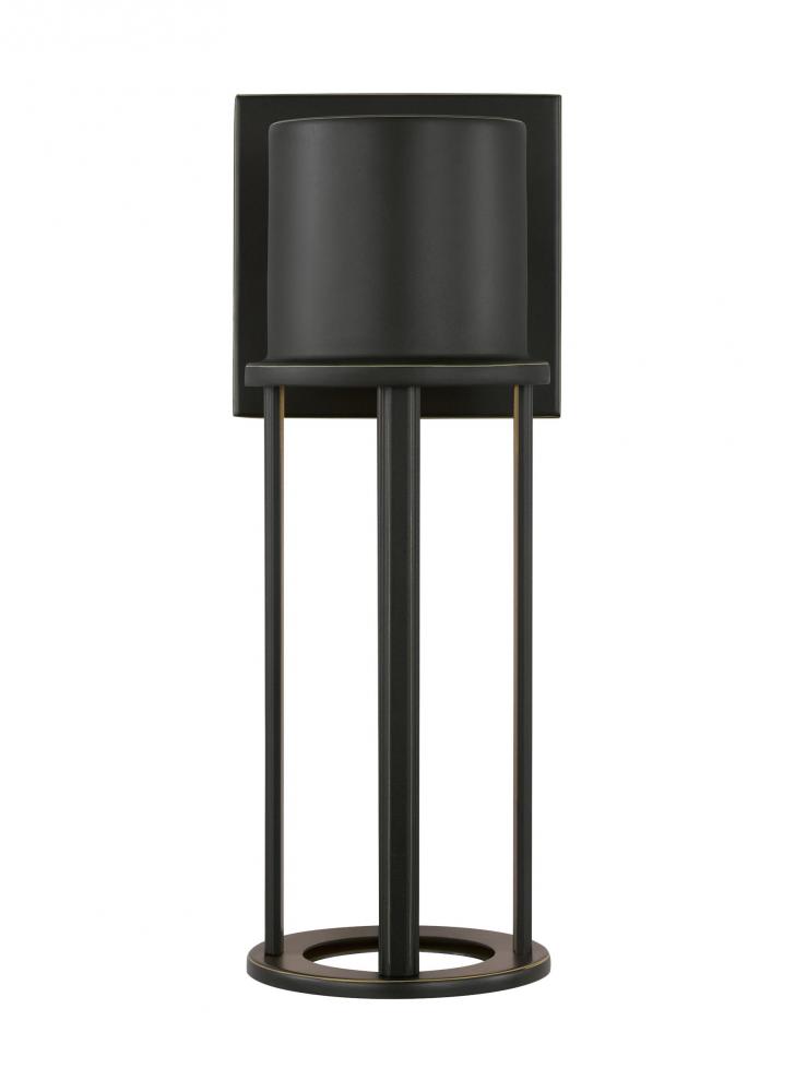 Union modern LED outdoor exterior small open cage wall lantern in antique bronze finish