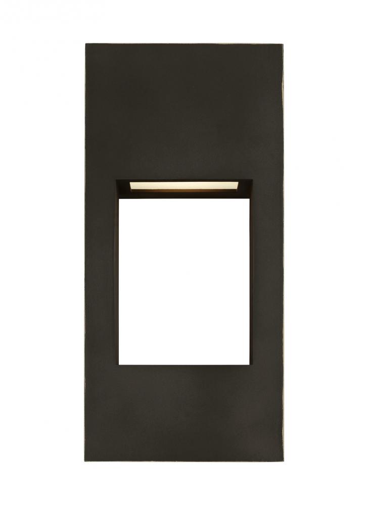 Testa modern 2-light LED outdoor exterior small wall lantern in antique bronze finish with satin etc