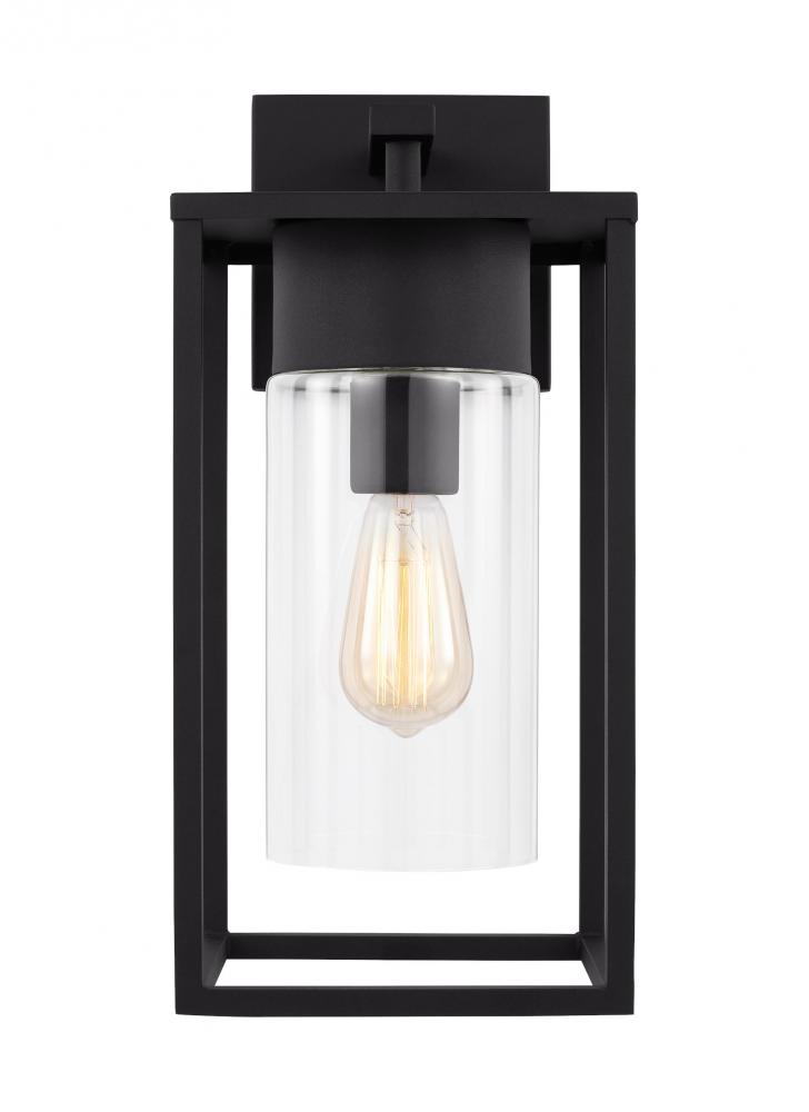 Vado modern 1-light outdoor large wall lantern in black finish with clear glass panels