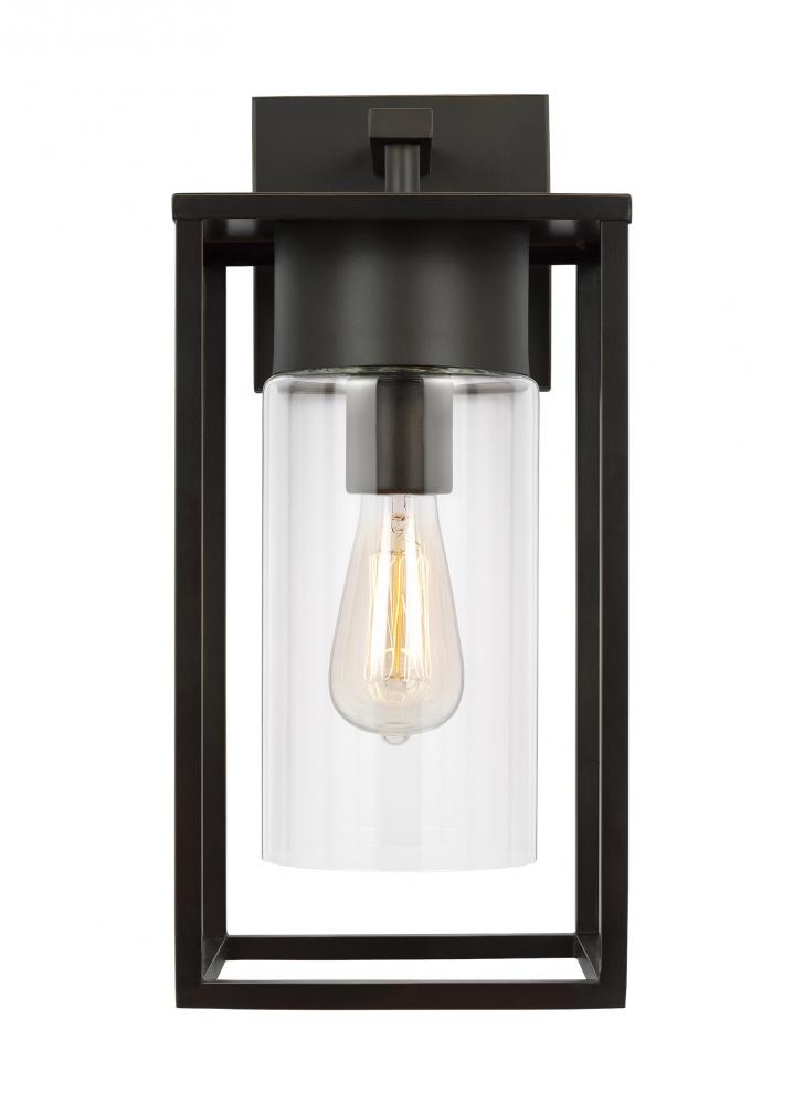 Vado modern 1-light outdoor large wall lantern in antique bronze finish with clear glass panels