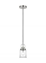 Visual Comfort & Co. Studio Collection 6544701-962 - Anders industrial 1-light indoor dimmable mini pendant in polished nickel finish with clear glass sh