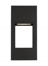 Visual Comfort & Co. Studio Collection 8557793S-12 - Testa modern 2-light LED outdoor exterior small wall lantern in black finish with satin etched glass
