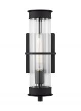 Visual Comfort & Co. Studio Collection 8626701-12 - Alcona transitional 1-light outdoor exterior medium wall lantern in black finish with clear fluted g