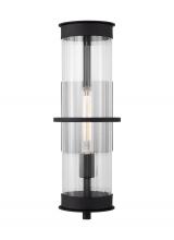 Visual Comfort & Co. Studio Collection 8726701-12 - Alcona transitional 1-light outdoor exterior large wall lantern in black finish with clear fluted gl