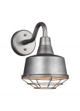 Visual Comfort & Co. Studio Collection 95374-57 - Barn Light traditional outdoor exterior barn light small cage in weathered pewter grey finish