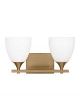 Visual Comfort & Co. Studio Collection DJV1022SB - Toffino Modern 2-Light Bath Vanity Wall Sconce in Satin Brass Gold Finish With Milk Glass Shades