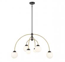 Savoy House Meridian M100114MBKNB - 6-Light Chandelier in Matte Black with Natural Brass
