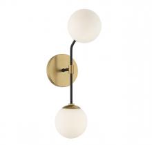 Savoy House Meridian M90098MBKNB - 2-Light Wall Sconce in Matte Black and Natural Brass
