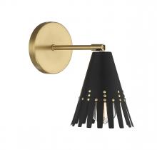 Savoy House Meridian M90103MBKNB - 1-Light Adjustable Wall Sconce in Matte Black with Natural Brass