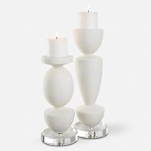 Uttermost 18101 - Uttermost Lido White Stone Candleholders, Set/2