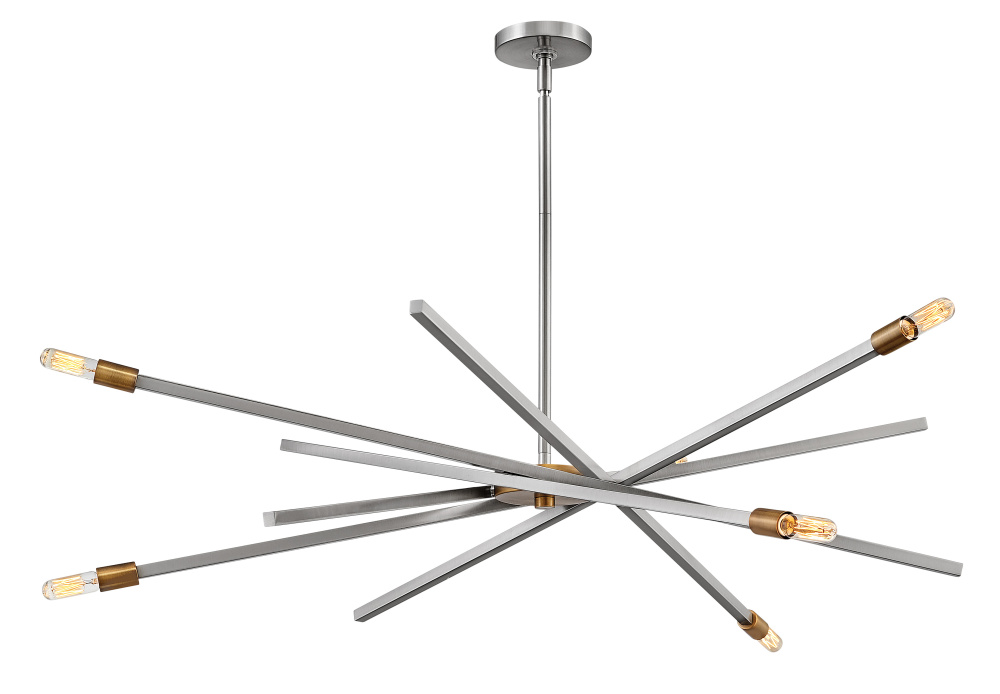 Large Adjustable Single Tier Chandelier : Y66U : Brushed Nickel